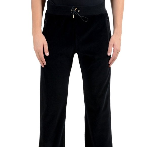 Versace Men's Black Velour Track Sweat Pants
